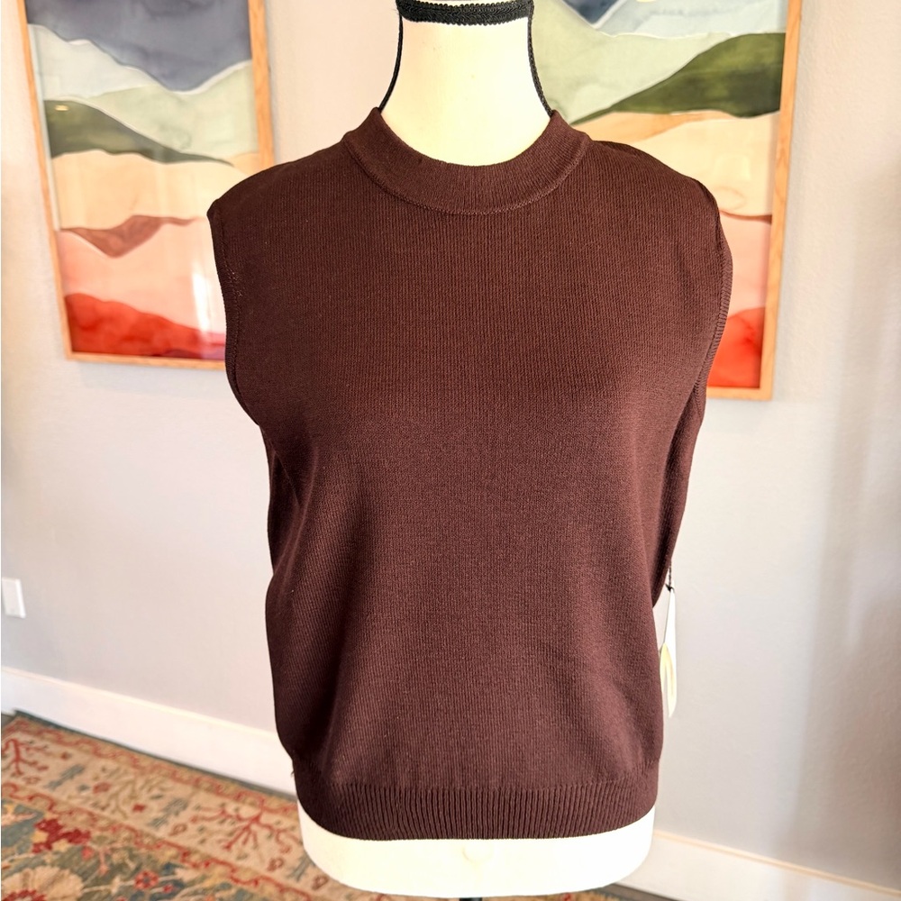 St. John Collection Chocolate Brown Sleeveless Sweater